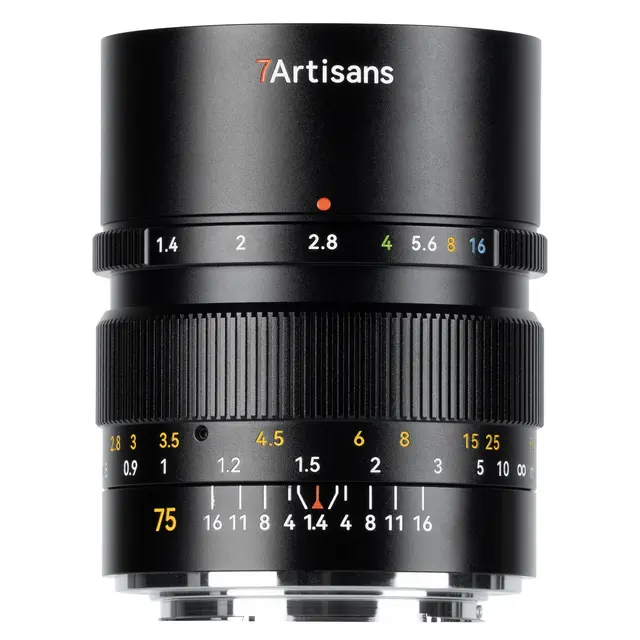 7Artisans 75mm f/1.4 E Til Sony E-fatning. Fullformat. Sort 