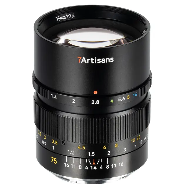 7Artisans 75mm f/1.4 E Til Sony E-fatning. Fullformat. Sort 