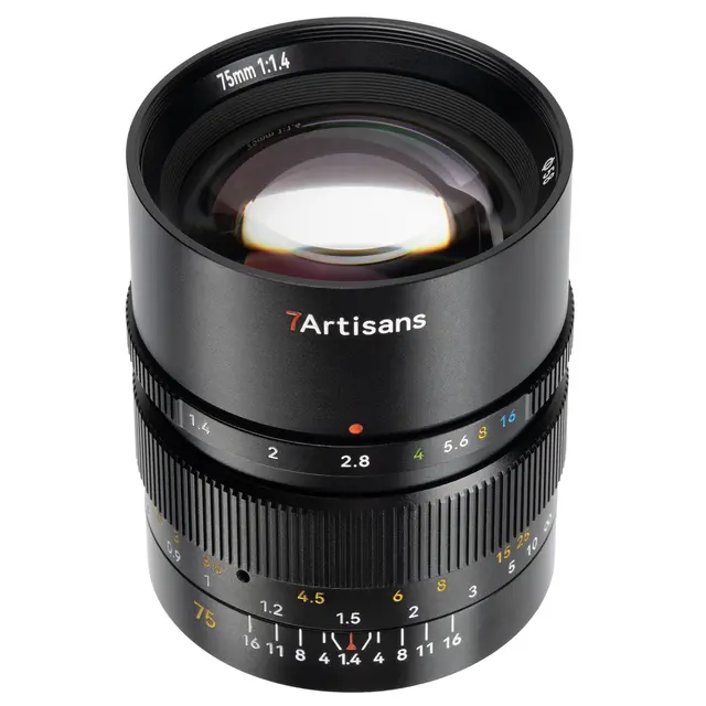 7Artisans 75mm f/1.4 E Til Sony E-fatning. Fullformat. Sort 