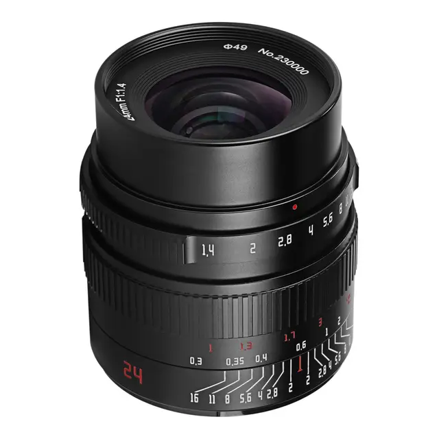 7Artisans 24mm f/1.4 Sony E-mount APS-C. Sort. De-Clicked 