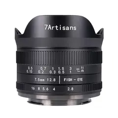 7Artisans 7,5mm f/2.8 II Fisheye MFT Micro Four Thirds. Sort