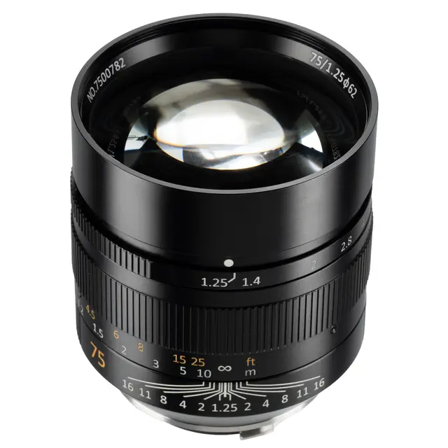 7Artisans 75mm f/1.25 II Til Leica M-fatning. Sort 