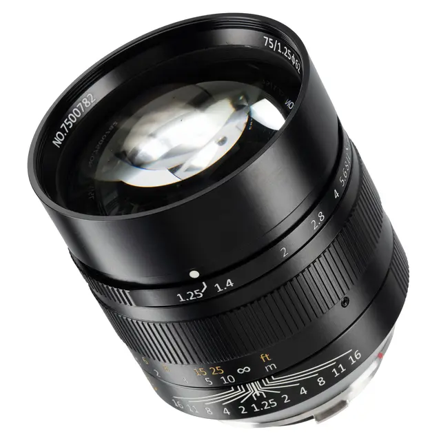 7Artisans 75mm f/1.25 II Til Leica M-fatning. Sort 