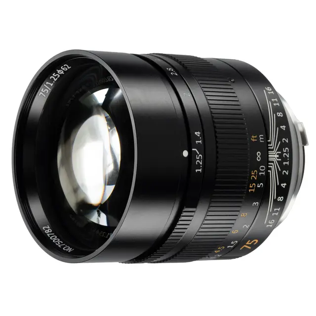 7Artisans 75mm f/1.25 II Til Leica M-fatning. Sort 