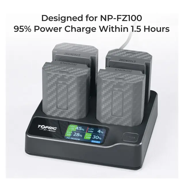 Accsoon Hurtiglader TopRig 100W 4-Bay NP-FZ100 