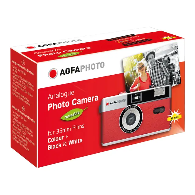 Agfaphoto Reusable Camera 35mm Red Gjenbrukbart filmkamera m/blits. 35mm 