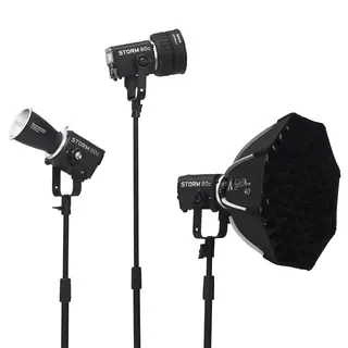 Aputure Storm 80c LED Monolight 3-Light 80W. 1800-20000K. Med Trillekoffert