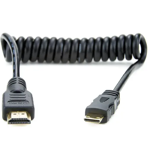 Atomos Coiled mini HDMI til HDMI 1.4 30-45cm mini HDMI til full HDMI Kabel 