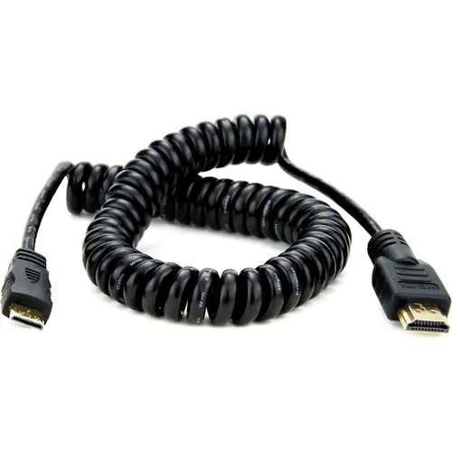 Atomos Coiled mini HDMI til HDMI 1.4 50-65cm Mini HDMI til full HDMI 