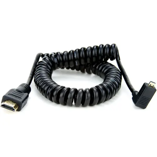 Atomos Coiled right-angle micro HDMI 1.4 50-65cm Micro HDMI til Full HDMI Kabel 