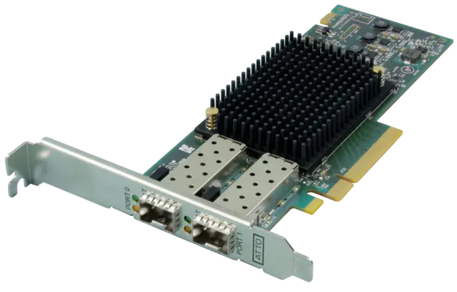 ATTO 32Gb FC 2Ch. PCIe x8 Gen3.0 Optical 2x 32Gb Fiber PCIe inkludert SFP 