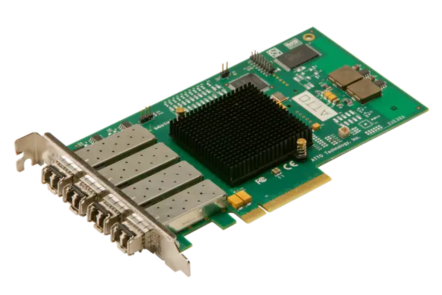 ATTO 8Gb FC 4Ch. PCIe x8 Gen2.0 Optical 4x 8Gb Fiber PCIe inkludert SFP 