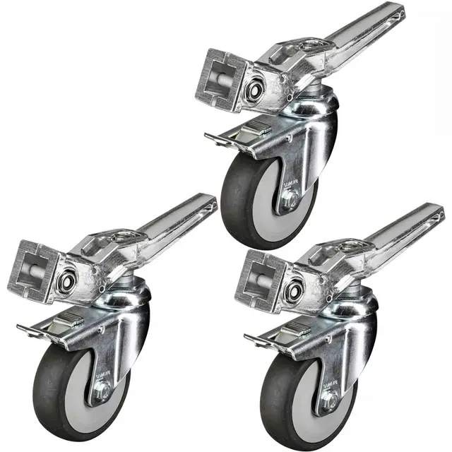 Avenger A9000N Braked Wheels Set Sølv 3stk m/brems 100mm. Til A4050CS stativ 