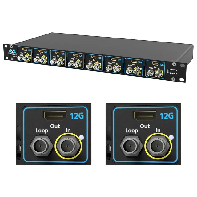 AVL Convert 8 SDI/HDMI 12G 19" Rack + 2 Moduler SDI/HDMI 12G 