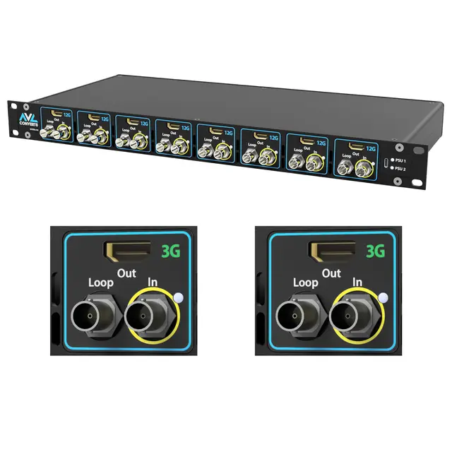 AVL Convert 8 SDI/HDMI 3G 19" Rack + 2 Moduler SDI/HDMI 3G 