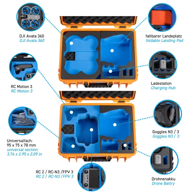 B&W Outdoor Cases Type 5000 For DJI Avata360. Orange 