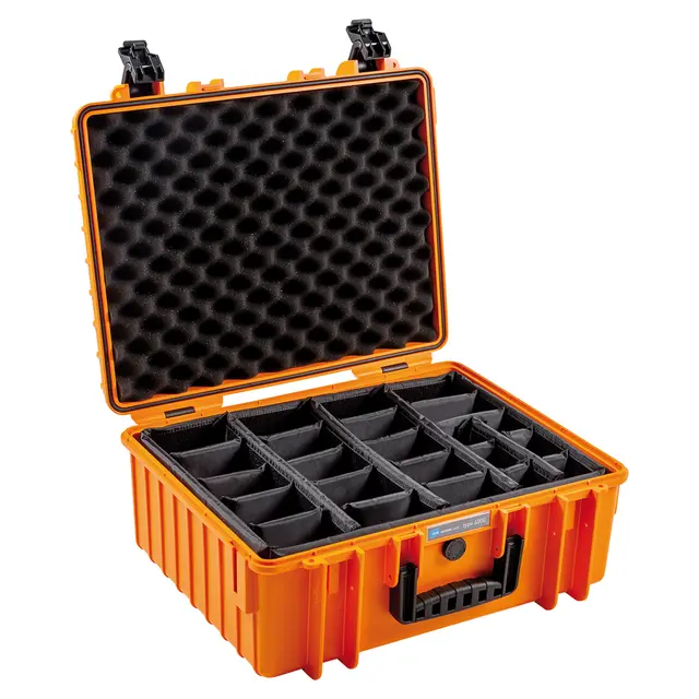 B&W Outdoor Case Type 6000 With Divider System Rpd Orange 