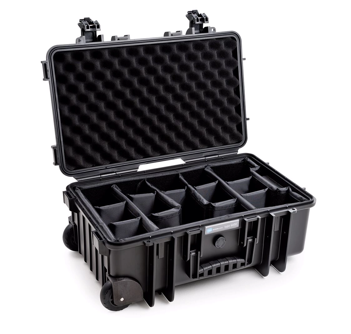 B&W Type 6600 Sort RPD med skillevegger IP67, 200mm, 185mm, 285mm innvendig mål