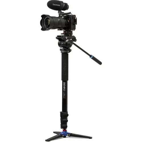 Benro A48F Alu Monopod Kit+ S4PRO Head Flip Leg Locks, S4PRO Head, 3 Leg Base 