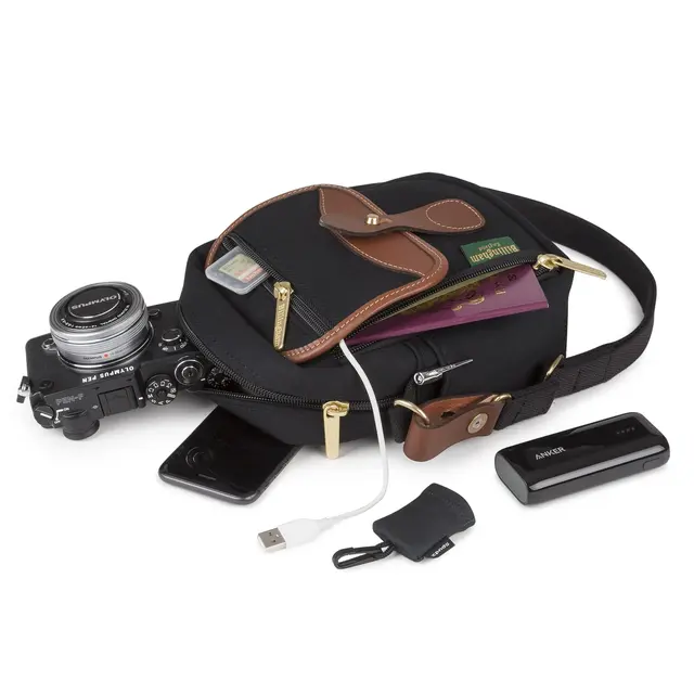 Billingham Compact Stowaway Black Canvas/Tan 