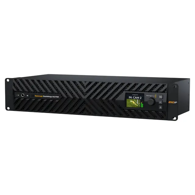 Blackmagic StudioBridge 10G PWR 2110 med 8x 10GbE og 2x 100GbE 