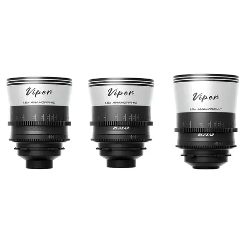 Blazar Viper 35/50/75mm T2.1 FF 1.5x 3-Lens Bundle. PL-Mount FF Anamorphic