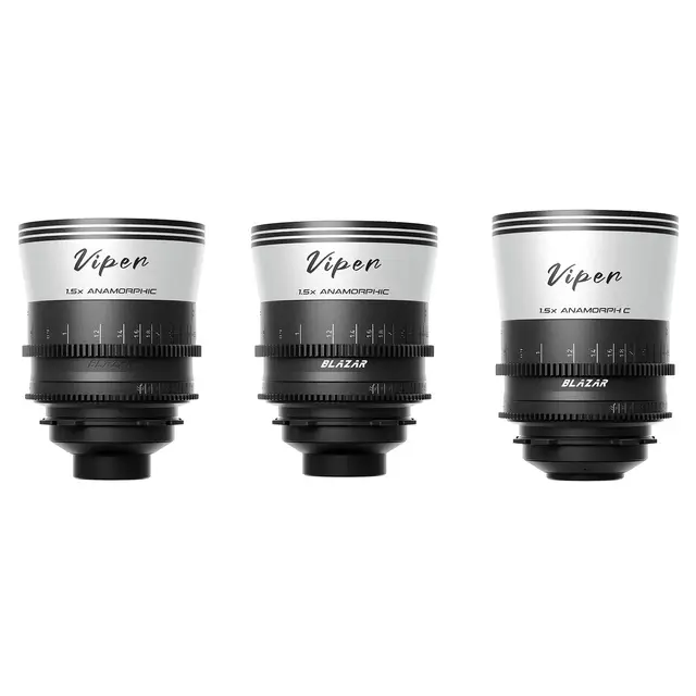 Blazar Viper 35/50/75mm T2.1 FF 1.5x 3-Lens Bundle. PL-Mount FF Anamorphic 