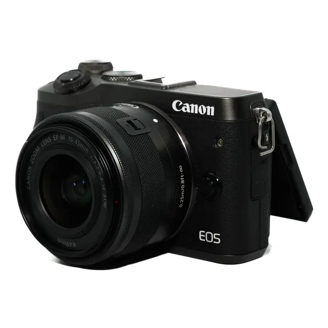 BRUKT Canon EOS M6 m/15-45mm Tilstand: 2 | eksp. 