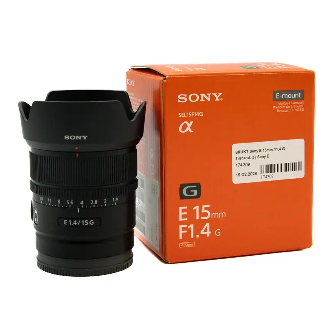 BRUKT Sony E 15mm f/1.4 G Tilstand: 2 | Sony E 