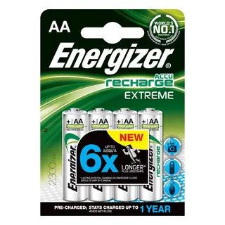 Energizer Recharge AA 2300mAh 4pk 4stk Oppladbare AA batterier 2300mAh