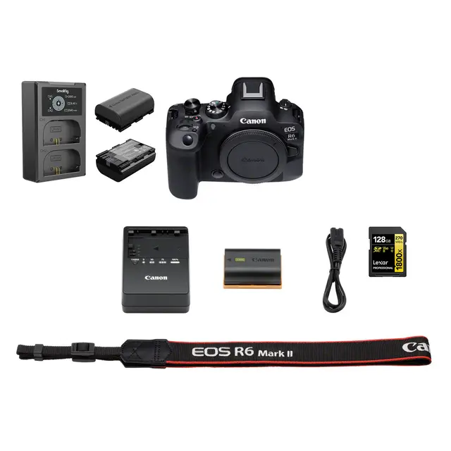 Canon EOS R6 Mark II Powerpack Inkl dobbeltlader/batterier og minnekort 