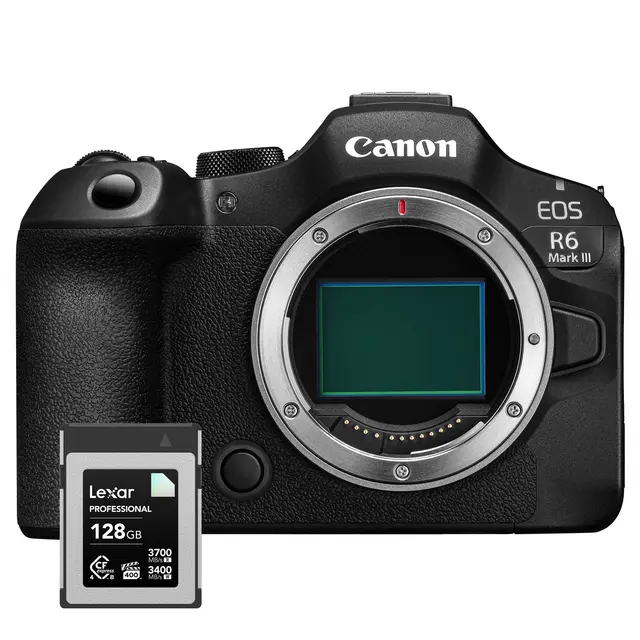 Canon EOS R6 Mark III kamerahus kit Inkl Lexar CFexpress minnekort 128GB 