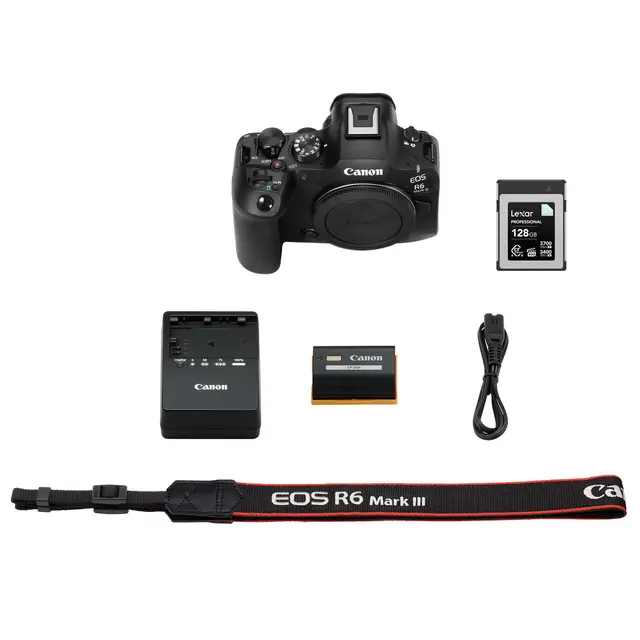 Canon EOS R6 Mark III kamerahus kit Inkl Lexar CFexpress minnekort 128GB 