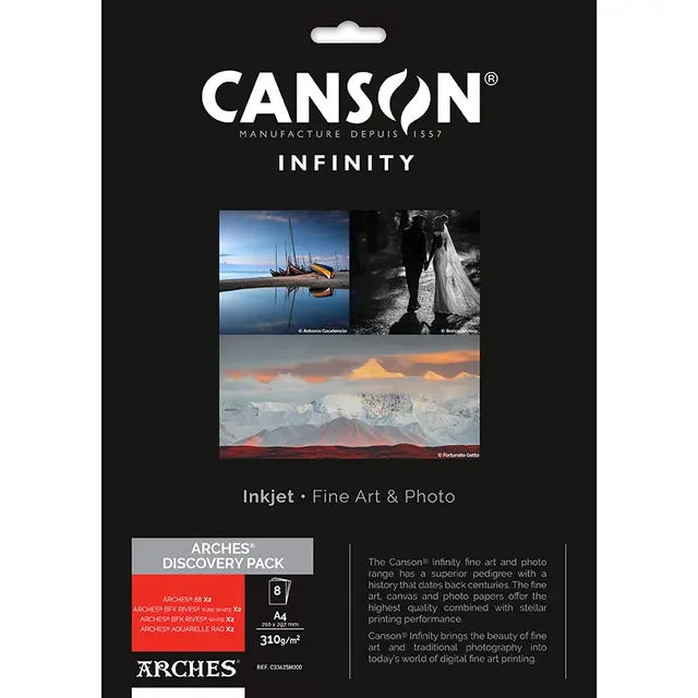 Canson Arches Discovery Pack A4 8 ark prøvepakke, to hver av 4 ulike 