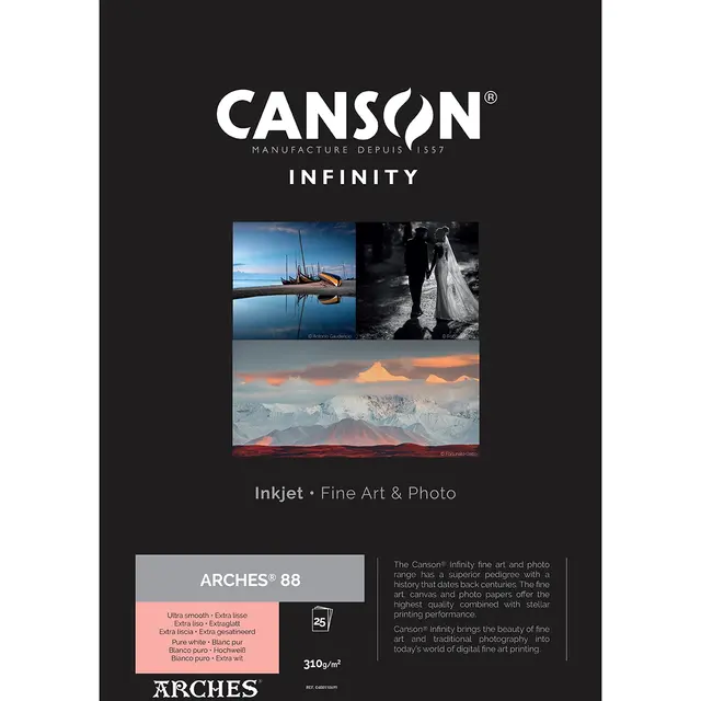 Canson Arches 88 Rag (Pure White) 5" x 7" 25 ark 