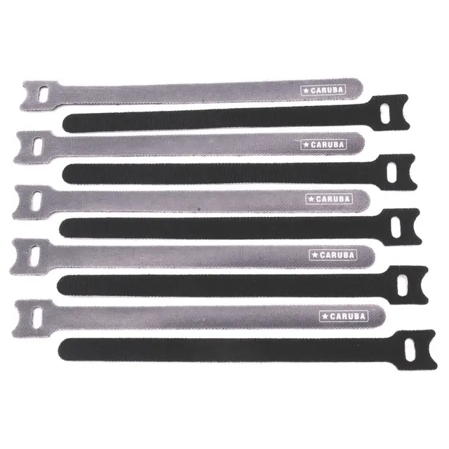 Caruba Fast Fixer Hook & Loop 10pk Black Kabelfikser 10stk Borrelås strips 20cm 