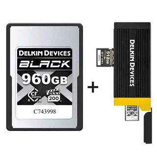 Delkin CFexpress A Black VPG200 960GB Med kortleser. 960GB. R1830/W1740