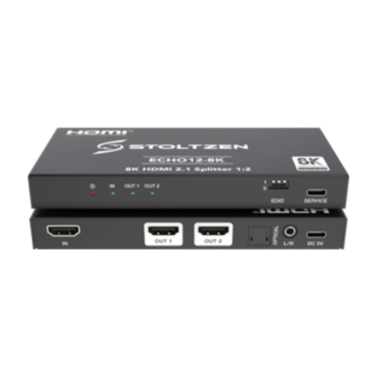Stoltzen ECHO12-8K HDMI 2.1 Splitter 1:2 4K120Hz, 8K@60Hz, Downscaler