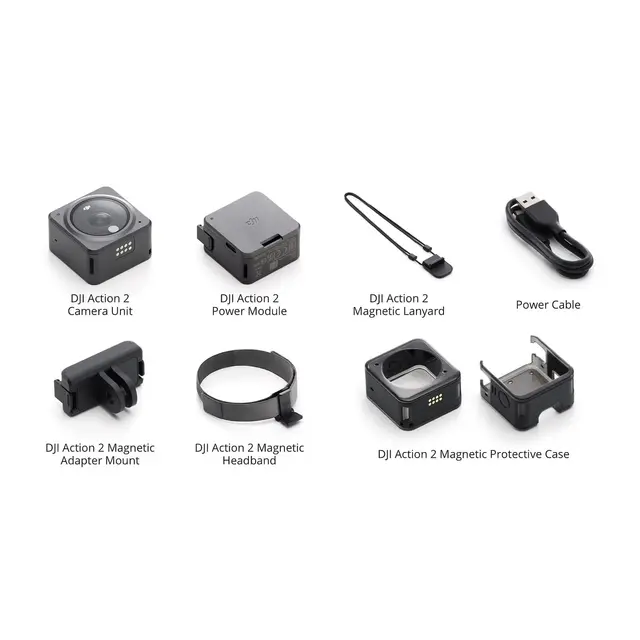 DJI Action 2 Power Combo 128GB Vanntett actioncam m/magnetisk tilbehør 