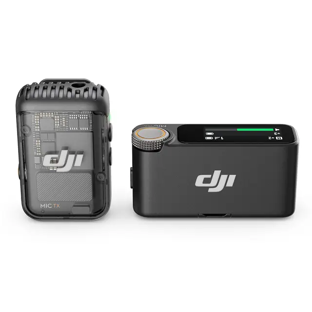 DJI Mic 2 (2 TX + 1 RX + Charging Case) 2 Mic/Sendere, 1 mottaker og ladeetui 