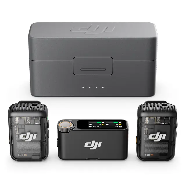 DJI Mic 2 (2 TX + 1 RX + Charging Case) 2 Mic/Sendere, 1 mottaker og ladeetui 