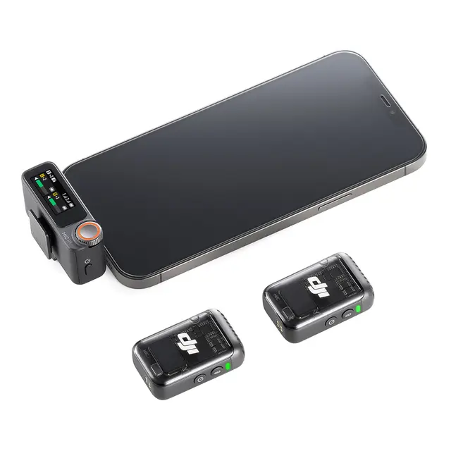 DJI Mic 2 (2 TX + 1 RX + Charging Case) 2 Mic/Sendere, 1 mottaker og ladeetui 