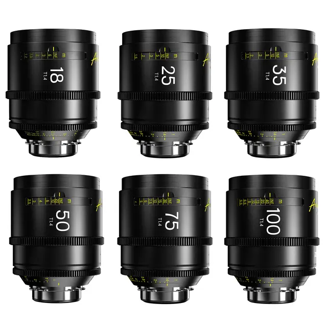 DZOFilm Arles 18/25/35/50/75/100mm FF/VV Prime Cine 6-Lens Kit. PL. m/Hardcase 