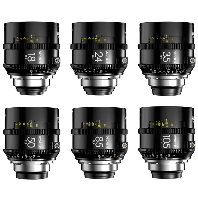 DZOFilm Vespid2 T1.9 Prime 6-Lens Kit PL 18, 24, 35, 50, 85 og 105mm. Hardcase 