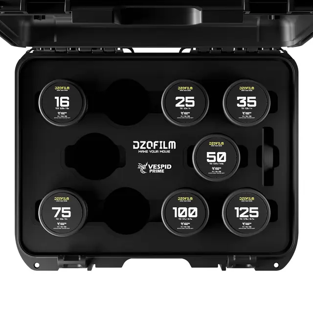 DZOFilm Vespid Prime 7-Lens Kit V2 PL/EF 16mm T2.8+25/35/50/75/100/125mm T2.1 