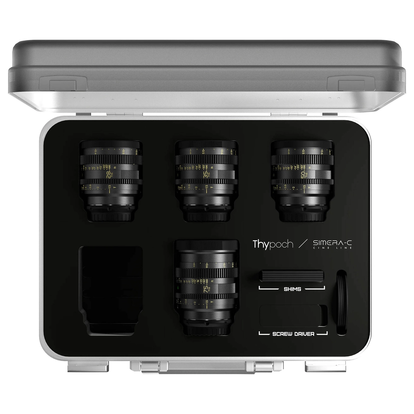 Thypoch Simera-C T1.5 Cine 4-Lens Kit 28/35/50/75mm m/Hardcase. Sony E
