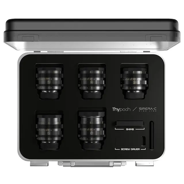 Thypoch Simera-C T1.5 Cine 5-Lens Kit 21/28/35/50/75mm m/Hardcase. Leica M 