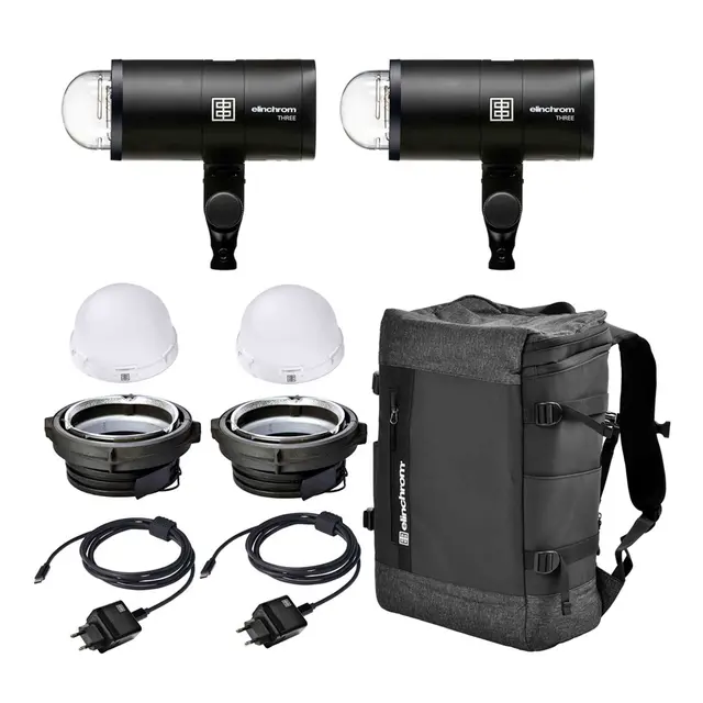 Elinchrom THREE Off-Camera Flash Dual 2stk 260Ws, USB-C ladbar LiIon batteri. 