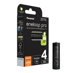 Panasonic Eneloop Pro AA Batterier 4pk Oppladbare batterier. 2500mAh