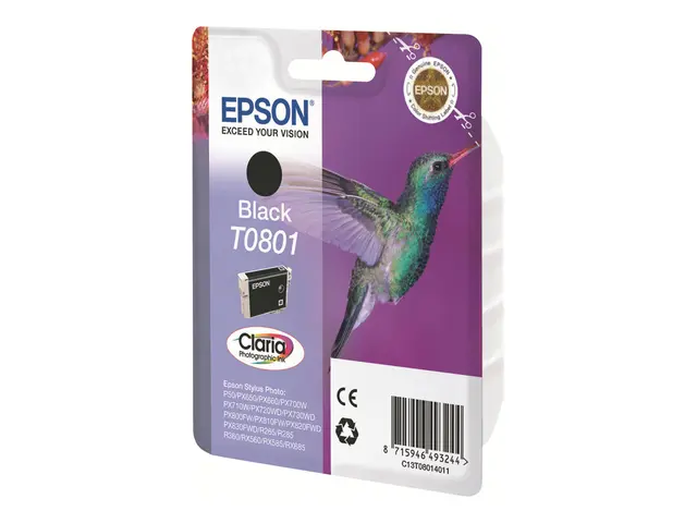Epson Claria Sort T0801 For bl.a. Stylus Photo PX730WD. Kolibri 
